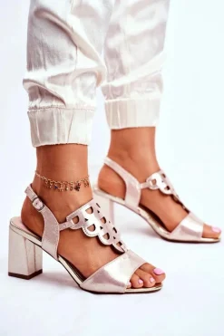 Clearance Sandały Damskie Zamszowe Złote Vision Damskie Sandały Na Obcasie