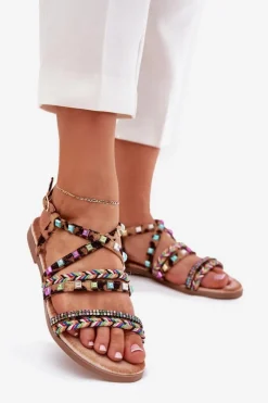 New Boto Sandały Damskie Ze Zdobieniem I Plecionymi Paskami Panterka Delyra