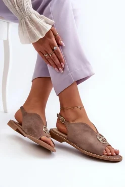 Sandały Płaskie><noscript><img width=