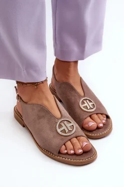 Sandały Płaskie><noscript><img width=