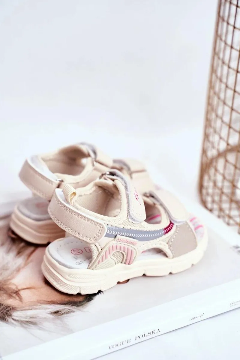 Online Sandały Dziecięce na Rzepy Beżowe Grobino Dzieci Dziewczęce