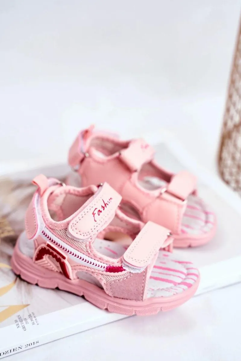 Dziewczęce>Boto Sandały Dziecięce na Rzepy Różowe Grobino