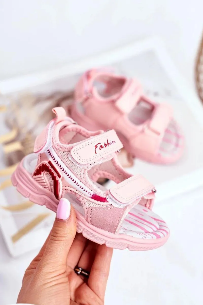 Dziewczęce>Boto Sandały Dziecięce na Rzepy Różowe Grobino