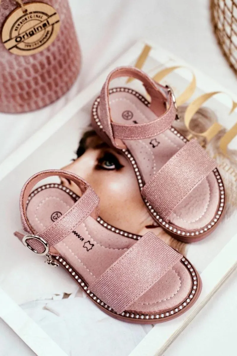 Discount Boto Sandały Dziecięce na Rzepy Różowe Brokat Verden