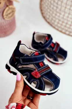 Sale Sandały Dziecięce na Rzepy Granatowe Goreno Dzieci Dziewczęce