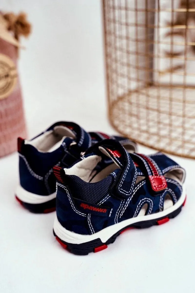 Sale Sandały Dziecięce na Rzepy Granatowe Goreno Dzieci Dziewczęce