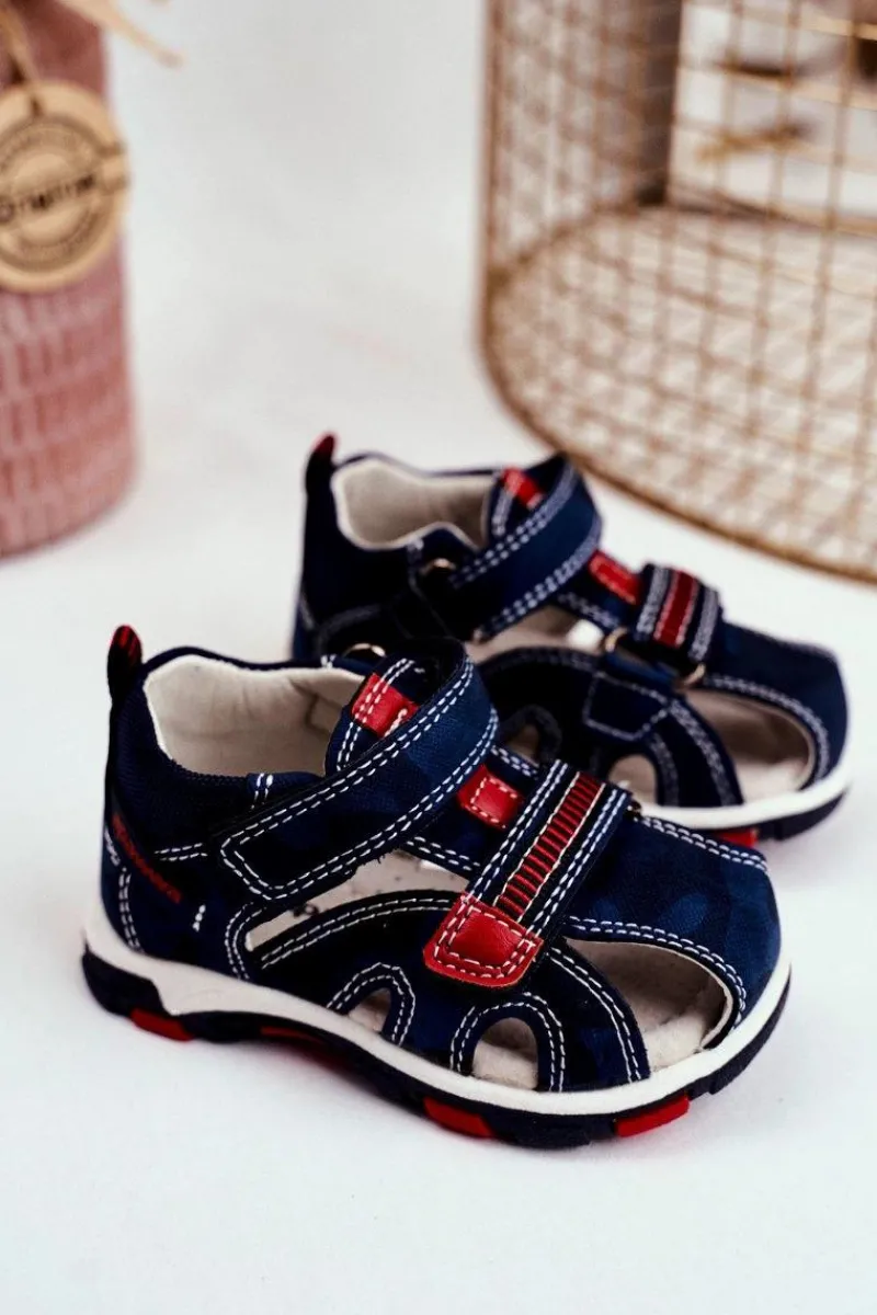 Sale Sandały Dziecięce na Rzepy Granatowe Goreno Dzieci Dziewczęce