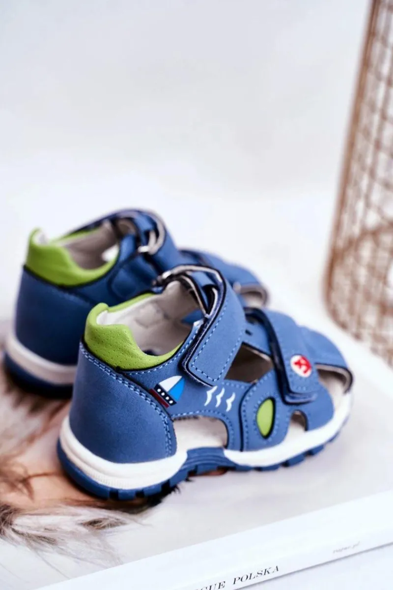 New Boto Sandały Dziecięce na Rzepy Niebieskie Nubira