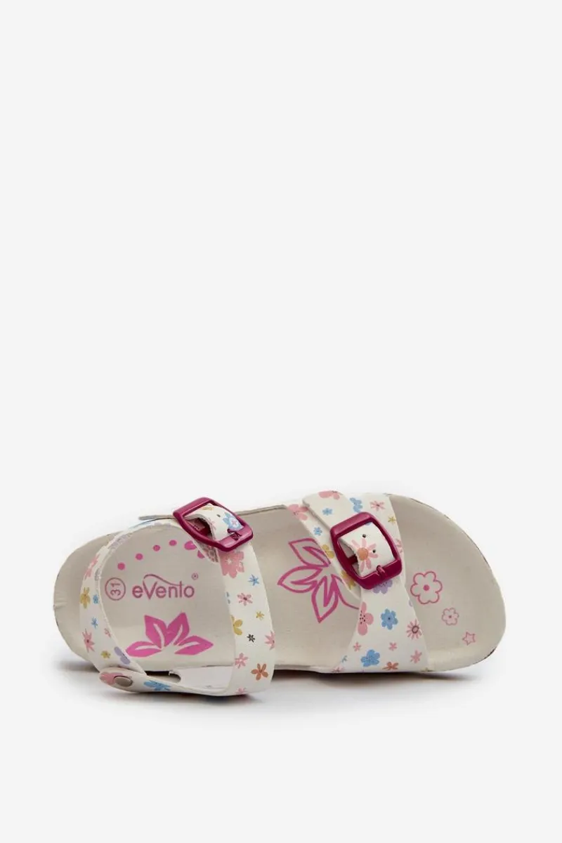 Clearance Sandały Dziecięce W Kwiaty Z Klamrami Białe Memoria Dzieci Dziewczęce