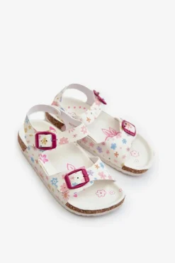 Clearance Sandały Dziecięce W Kwiaty Z Klamrami Białe Memoria Dzieci Dziewczęce