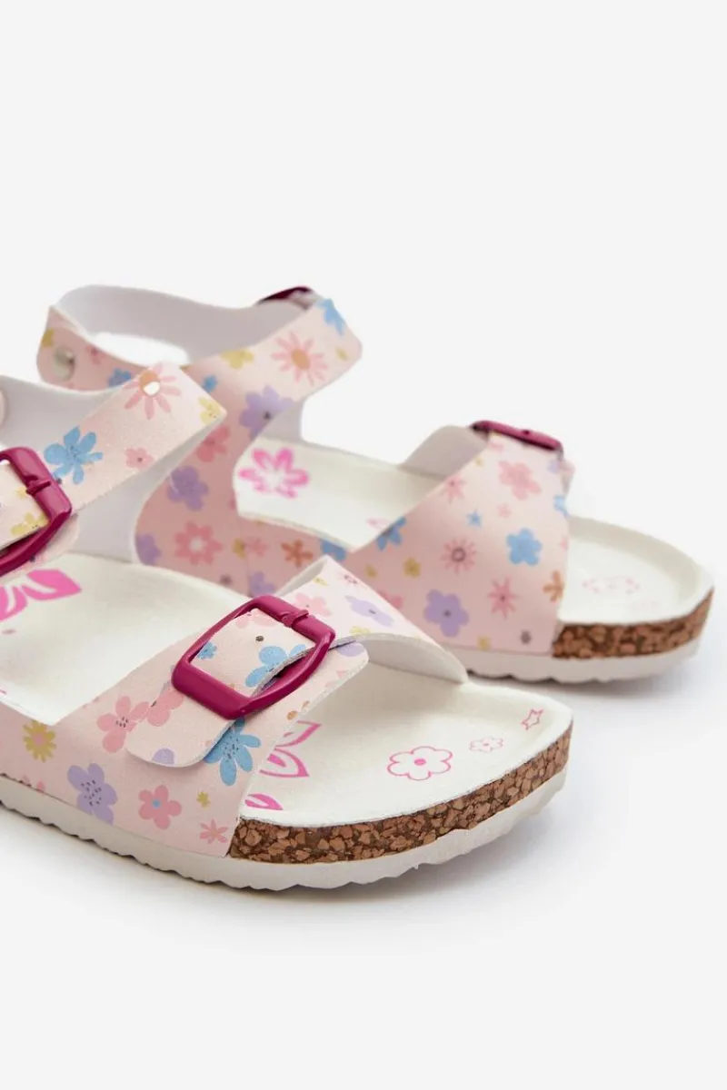 Dziewczęce>Evento Sandały Dziecięce W Kwiaty Z Klamrami Różowe Memoria Różowy