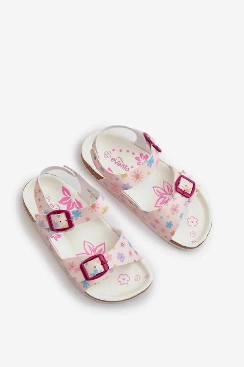Dziewczęce>Evento Sandały Dziecięce W Kwiaty Z Klamrami Różowe Memoria Różowy