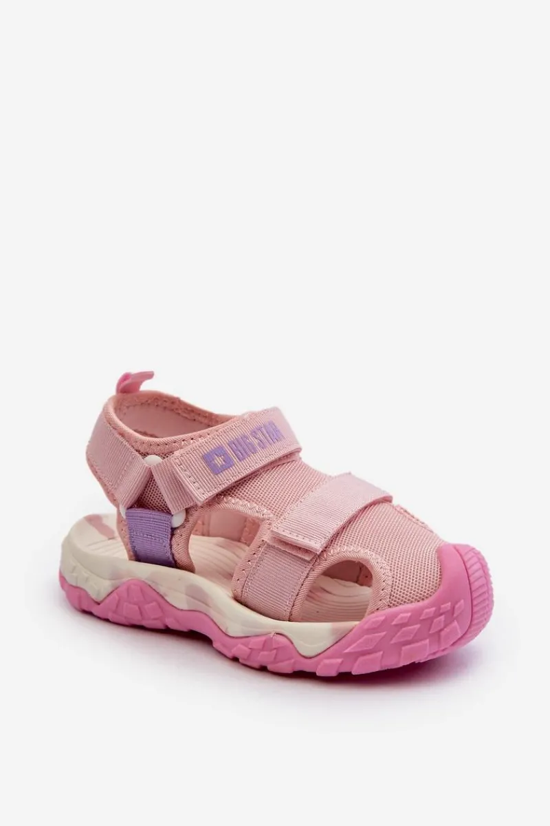 Chłopięce>Big Star Shoes Sandały Dziewczęce Na Rzepy Big Star NN374238 Różowe Różowy