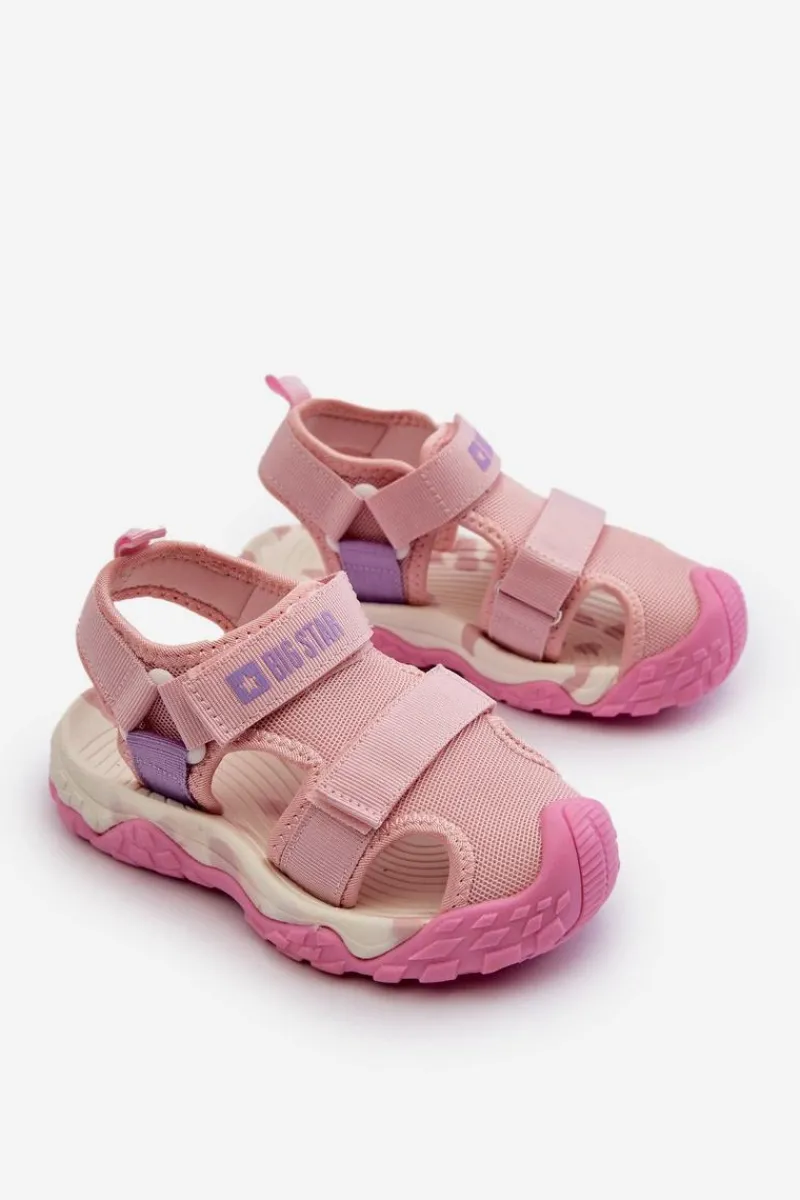 Chłopięce>Big Star Shoes Sandały Dziewczęce Na Rzepy Big Star NN374238 Różowe Różowy