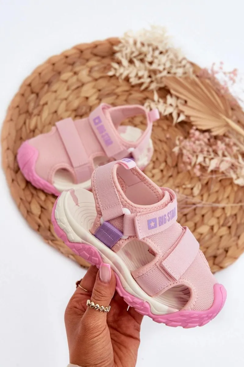 New Sandały Dziewczęce Na Rzepy Big Star NN374234 Różowe Dzieci Dziewczęce