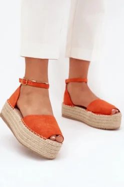 Hot Sandały Espadryle Damskie Na Platformie Z Plecionką Pomarańczowe Selise Damskie Sandały Płaskie|Espadryle Na Platformie