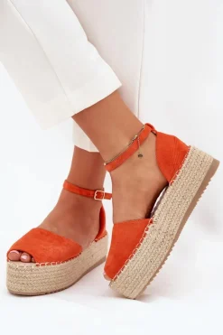 Hot Sandały Espadryle Damskie Na Platformie Z Plecionką Pomarańczowe Selise Damskie Sandały Płaskie|Espadryle Na Platformie