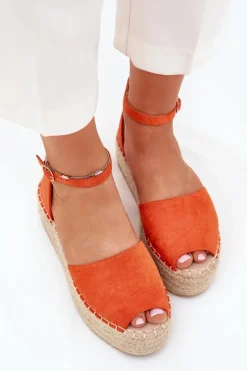 Hot Sandały Espadryle Damskie Na Platformie Z Plecionką Pomarańczowe Selise Damskie Sandały Płaskie|Espadryle Na Platformie