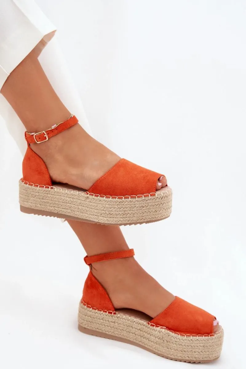 Hot Sandały Espadryle Damskie Na Platformie Z Plecionką Pomarańczowe Selise Damskie Sandały Płaskie|Espadryle Na Platformie