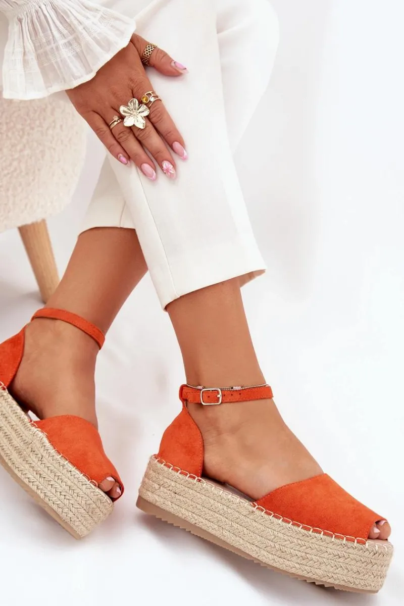 Hot Sandały Espadryle Damskie Na Platformie Z Plecionką Pomarańczowe Selise Damskie Sandały Płaskie|Espadryle Na Platformie