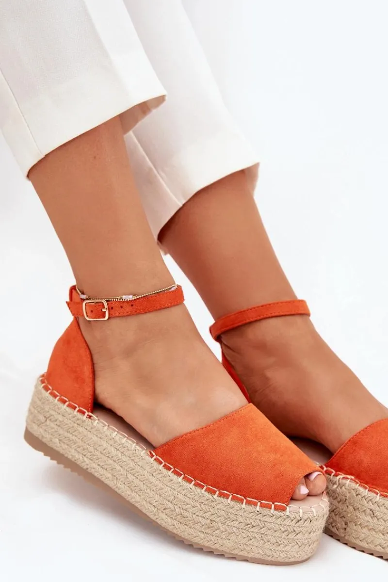 Hot Sandały Espadryle Damskie Na Platformie Z Plecionką Pomarańczowe Selise Damskie Sandały Płaskie|Espadryle Na Platformie