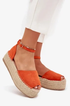 Hot Sandały Espadryle Damskie Na Platformie Z Plecionką Pomarańczowe Selise Damskie Sandały Płaskie|Espadryle Na Platformie