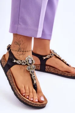 Sandały Płaskie><noscript><img width=