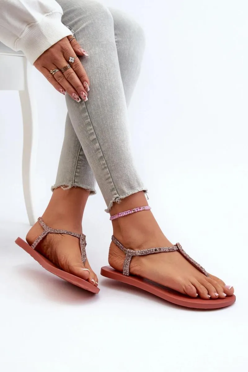 Online Ipanema Sandały Japonki Z Brokatem Damskie 26914 Class Brilha Fem Koralowe Różowy