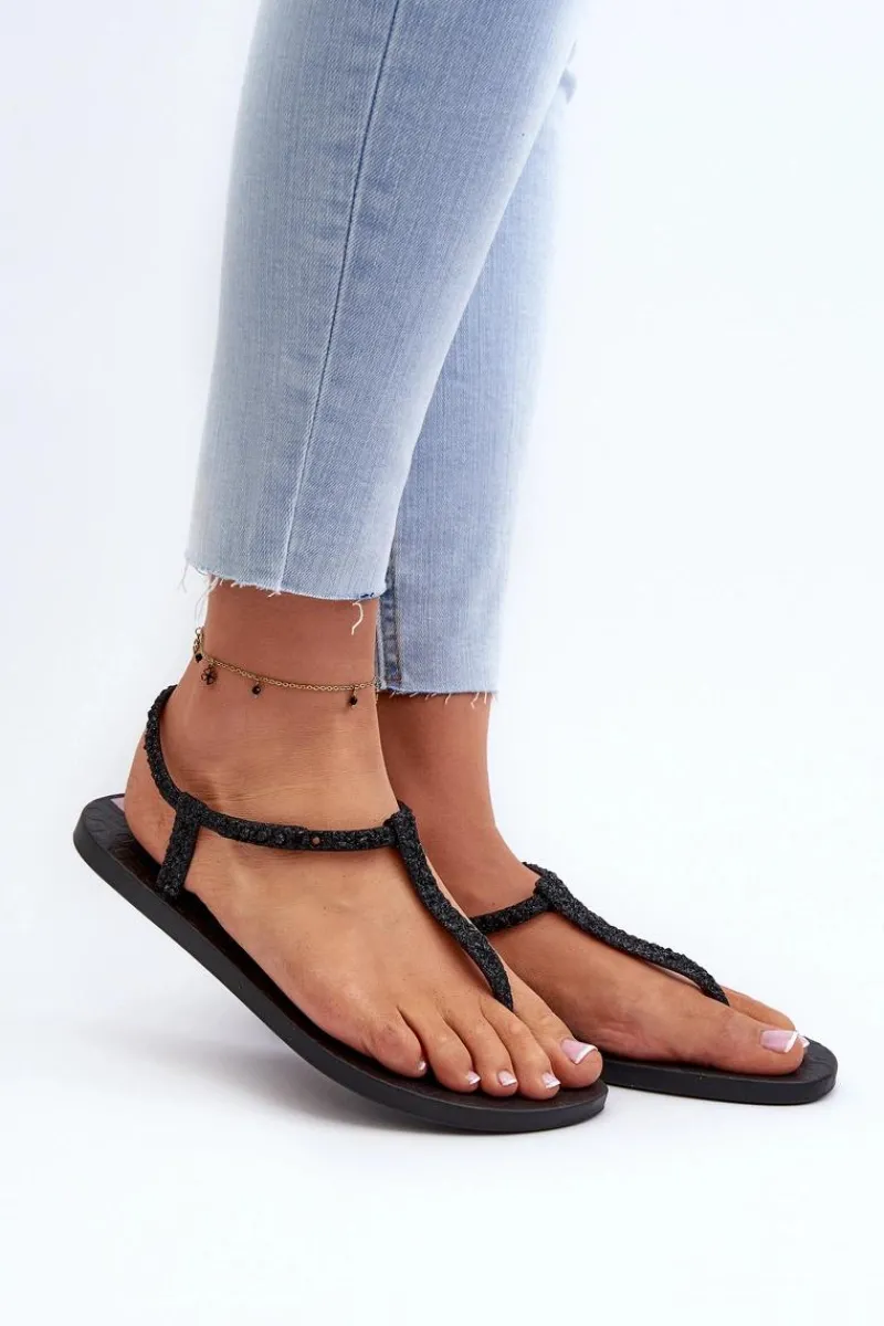 Discount Ipanema Sandały Japonki Z Brokatem Damskie 26914 Class Brilha Fem Czarne