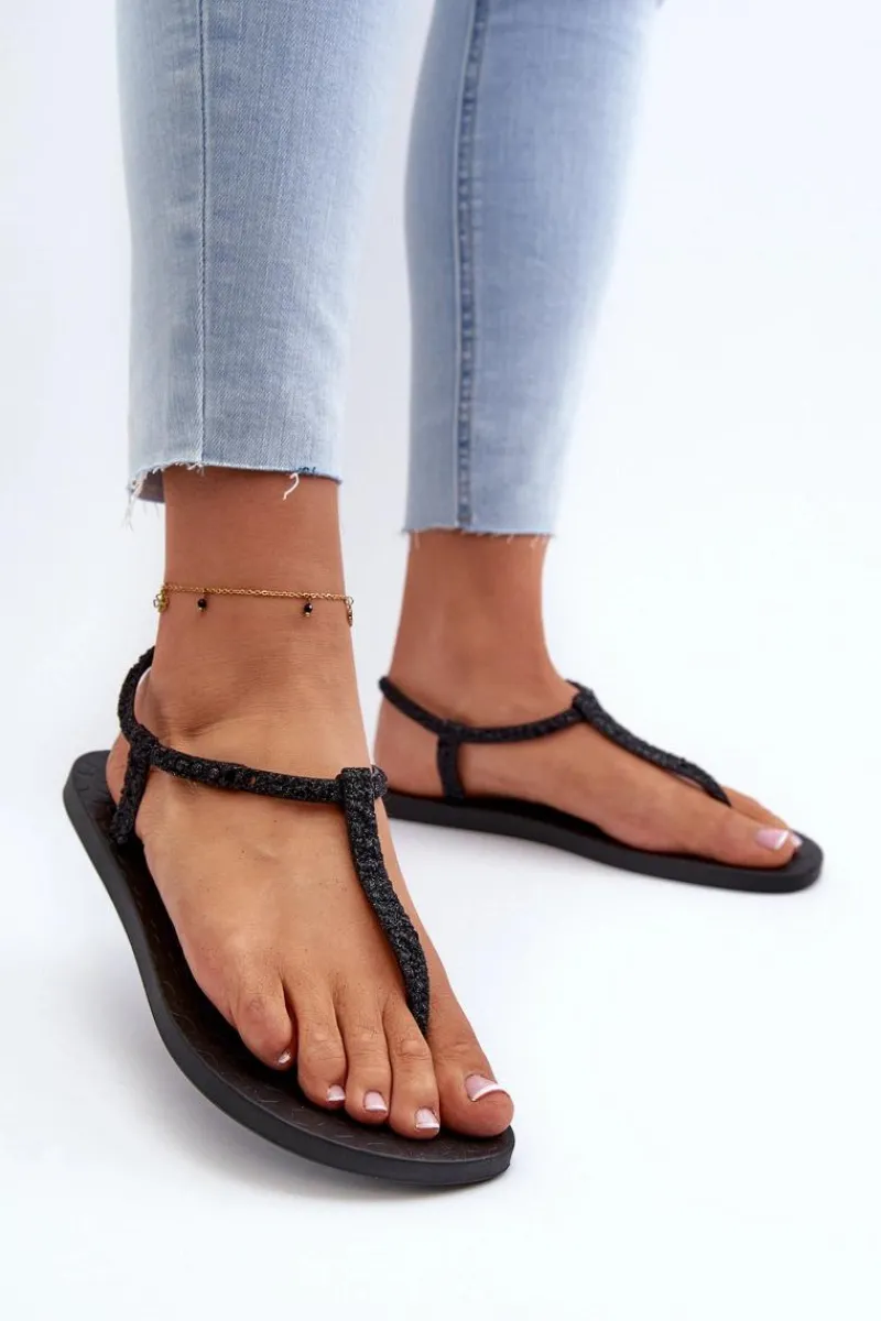 Discount Ipanema Sandały Japonki Z Brokatem Damskie 26914 Class Brilha Fem Czarne