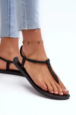 Discount Ipanema Sandały Japonki Z Brokatem Damskie 26914 Class Brilha Fem Czarne