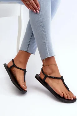 Discount Ipanema Sandały Japonki Z Brokatem Damskie 26914 Class Brilha Fem Czarne