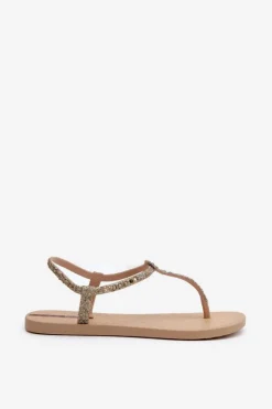 Sandały Japonki Z Brokatem Damskie 26914 Class Brilha Fem Złote Damskie Sandały Gumowe|Sandały Płaskie