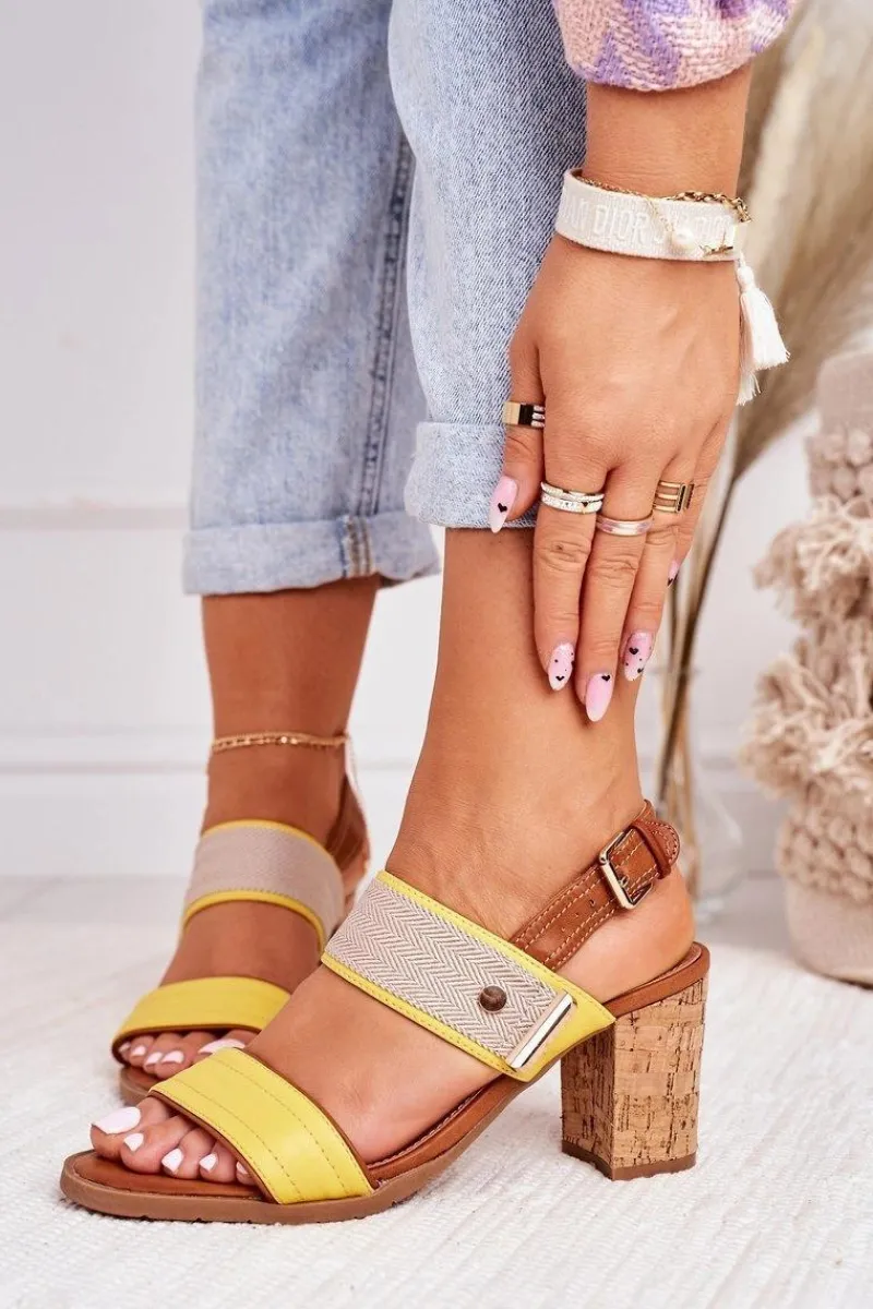 Sale Evento Sandały Na Korkowym Słupku Żółte Emmy
