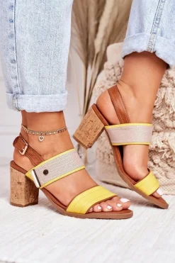 Sale Evento Sandały Na Korkowym Słupku Żółte Emmy
