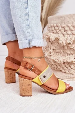 Sale Evento Sandały Na Korkowym Słupku Żółte Emmy