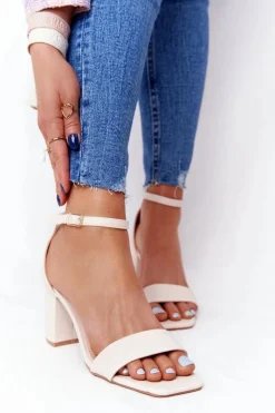 Hot Sandały Na Obcasie Beżowe Born This Way Damskie Sandały Na Obcasie