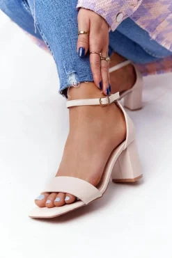 Hot Sandały Na Obcasie Beżowe Born This Way Damskie Sandały Na Obcasie