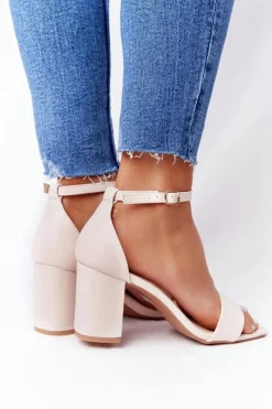 Hot Sandały Na Obcasie Beżowe Born This Way Damskie Sandały Na Obcasie