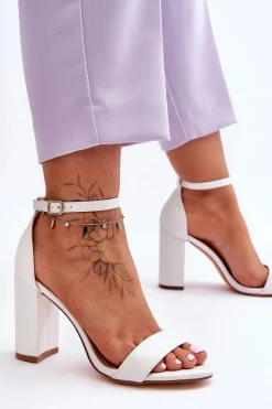 Boto Sandały Na Obcasie Białe Individual