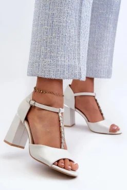 Sandały Na Obcasie>Buty damskie Vinceza Sandały Na Obcasie Z Cyrkoniami Srebrne Aniya