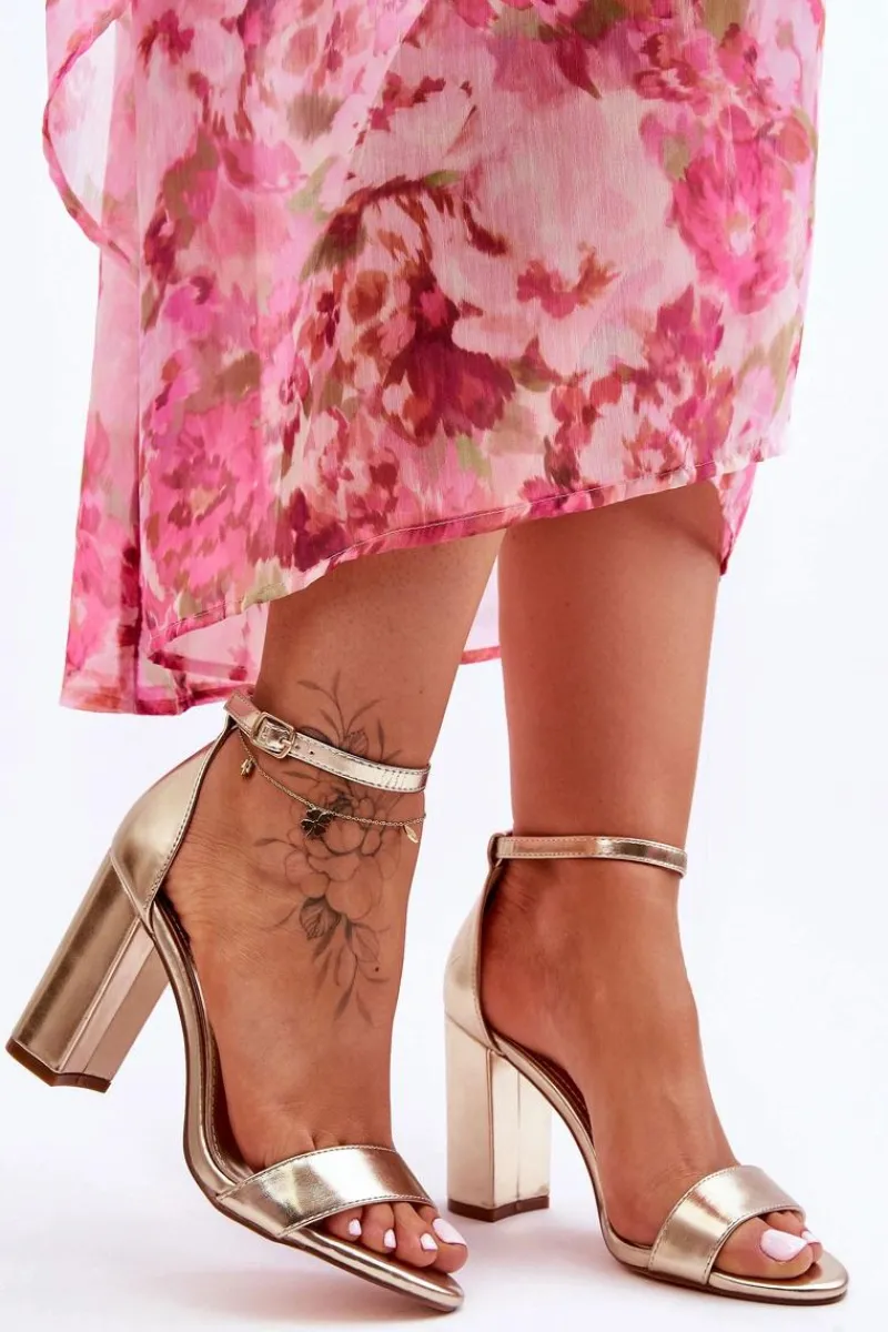 Clearance Sandały Na Obcasie Złote Individual Damskie Sandały Na Obcasie