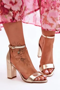 Clearance Sandały Na Obcasie Złote Individual Damskie Sandały Na Obcasie