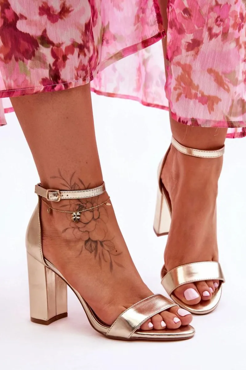 Clearance Sandały Na Obcasie Złote Individual Damskie Sandały Na Obcasie