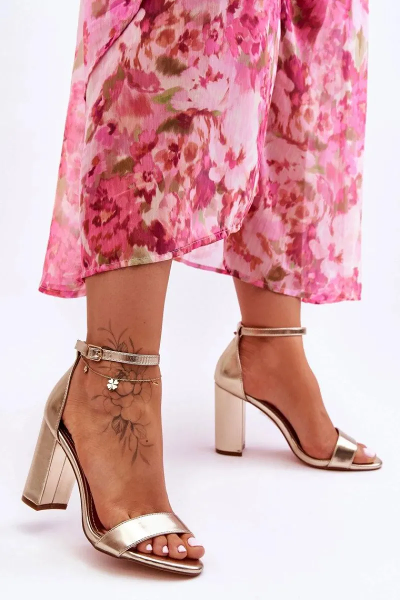 Clearance Sandały Na Obcasie Złote Individual Damskie Sandały Na Obcasie