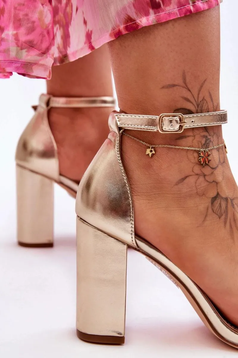 Clearance Sandały Na Obcasie Złote Individual Damskie Sandały Na Obcasie