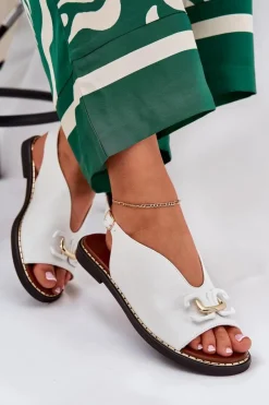 Sandały Płaskie><noscript><img width=