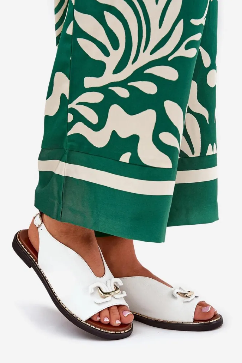 Sandały Płaskie>Boto Sandały Na Płaskim Obcasie Z Ozdobą Eko Skóra Białe Tillireta Biały