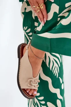 Discount Sandały Na Płaskim Obcasie Z Ozdobą Eko Skóra Beżowe Tillireta Damskie Sandały Płaskie