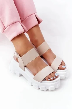 Discount Sandały Na Platformie Beżowe Vagabond Damskie Sandały Gumowe|Sandały Płaskie